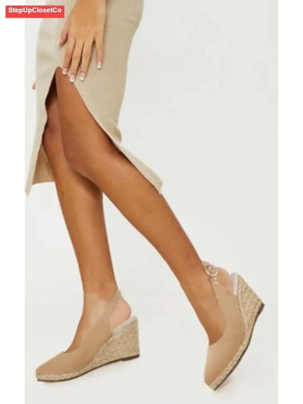 Wedge Sandals Espadrilles Closed Toe Slingback Buckle Strap Comfortable Casual